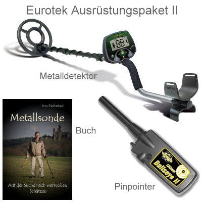 Teknetics Eurotek (LTE) Ausrüstungspaket II (Metalldetektor & Pinpointer Whites & Schatzsucherhandbuch)