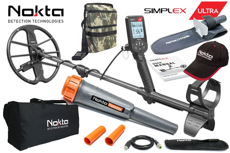 Simplex ULTRA Metalldetektor Set mit Nokta Pinpointer und Zubehör